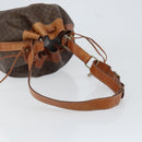 CELINE Macadam Canvas Tote Bag PVC Leather Brown Gold Auth 149549-7