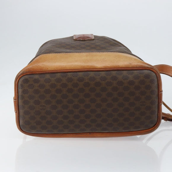 CELINE Macadam Canvas Tote Bag PVC Leather Brown Gold Auth 149549