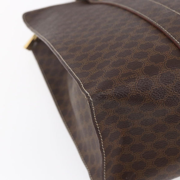 CELINE Macadam Canvas Shoulder Bag PVC Leather Brown Gold Auth 149556
