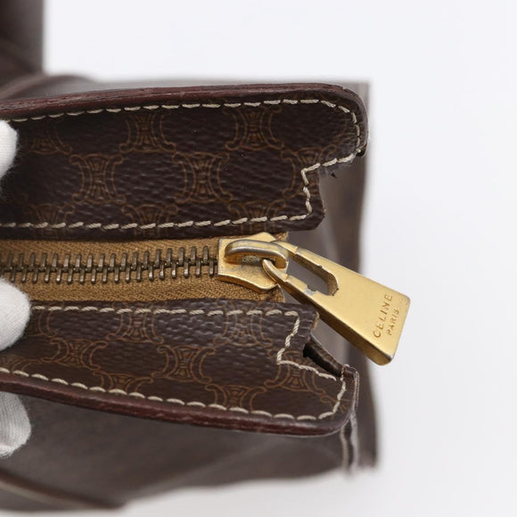 CELINE Macadam Canvas Shoulder Bag PVC Leather Brown Gold Auth 149556