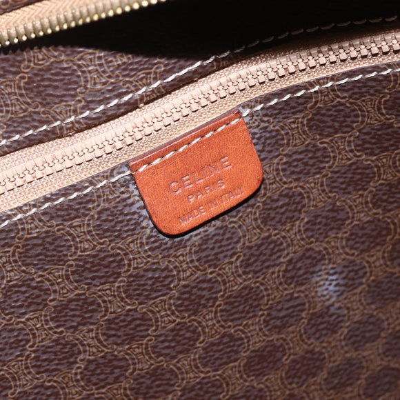 CELINE Macadam Canvas Shoulder Bag PVC Leather Brown Gold Auth 149556