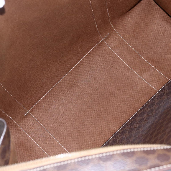 CELINE Macadam Canvas Shoulder Bag PVC Leather Brown Gold Auth 149556