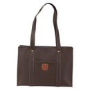 CELINE Macadam Canvas Shoulder Bag PVC Leather Brown Gold Auth 149556-2