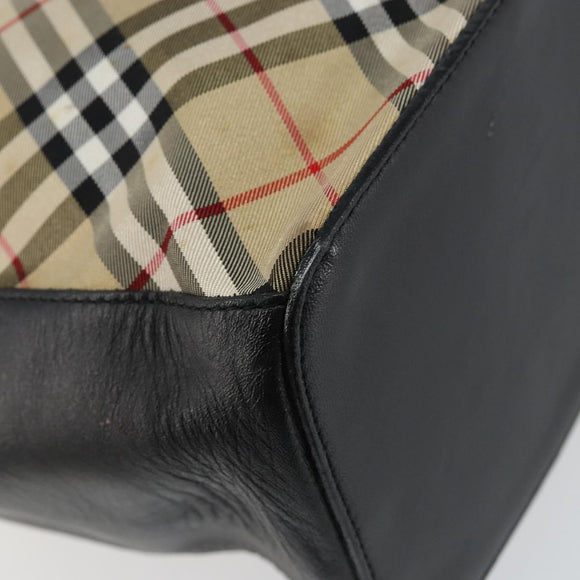 Burberrys Nova Check Shoulder Bag Nylon Beige Silver Auth 149560