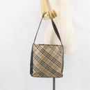 Burberrys Nova Check Shoulder Bag Nylon Beige Silver Auth 149560-21