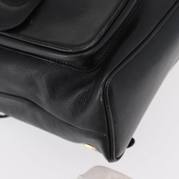 GUCCI Bamboo Backpack Leather Black Gold 003 1998 0016 Auth 149568