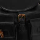 GUCCI Bamboo Backpack Leather Black Gold 003 1998 0016 Auth 149568-20