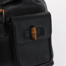 GUCCI Bamboo Backpack Leather Black Gold 003 1998 0016 Auth 149568-22