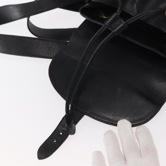 GUCCI Bamboo Backpack Leather Black Gold 003 1998 0016 Auth 149568