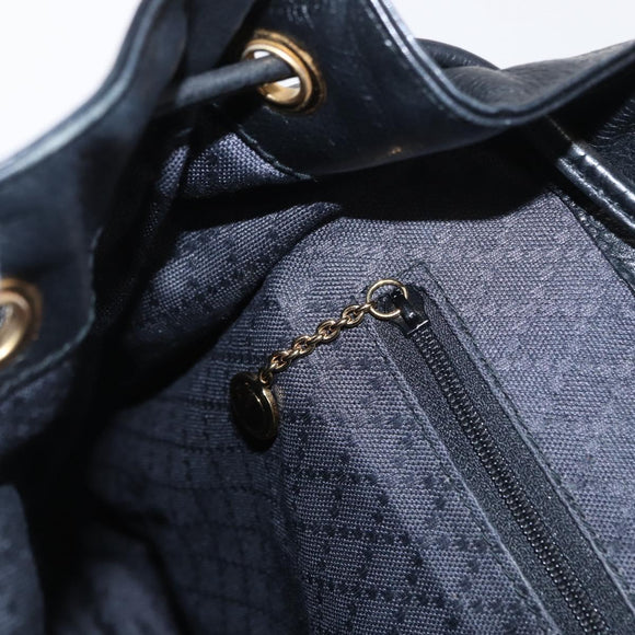 GUCCI Bamboo Backpack Leather Black Gold 003 1998 0016 Auth 149568