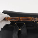 GUCCI Bamboo Backpack Leather Black Gold 003 1998 0016 Auth 149568-7