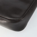 GUCCI Web Sherry Line Shoulder Bag Leather Dark Brown Gold Auth 149569-9