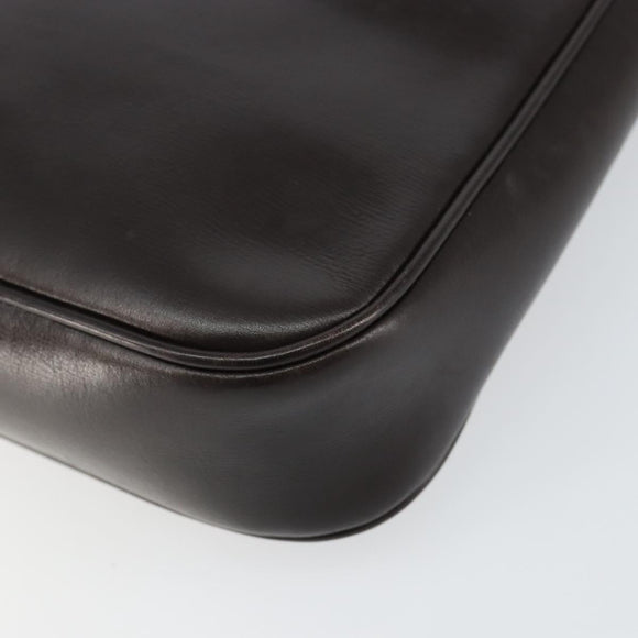 GUCCI Web Sherry Line Shoulder Bag Leather Dark Brown Gold Auth 149569