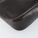 GUCCI Web Sherry Line Shoulder Bag Leather Dark Brown Gold Auth 149569-14