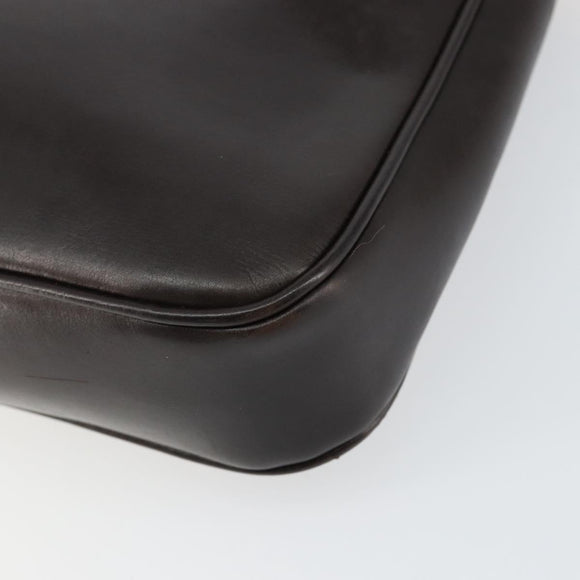 GUCCI Web Sherry Line Shoulder Bag Leather Dark Brown Gold Auth 149569