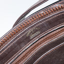 GUCCI Web Sherry Line Shoulder Bag Leather Dark Brown Gold Auth 149569-11