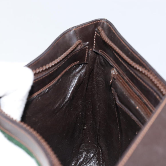 GUCCI Web Sherry Line Shoulder Bag Leather Dark Brown Gold Auth 149569