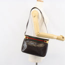 GUCCI Web Sherry Line Shoulder Bag Leather Dark Brown Gold Auth 149569-22