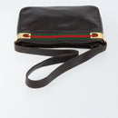 GUCCI Web Sherry Line Shoulder Bag Leather Dark Brown Gold Auth 149569-7