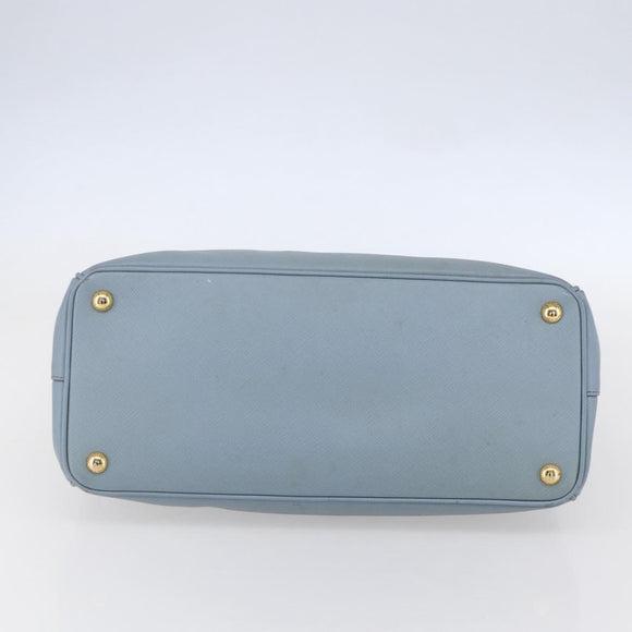 PRADA Galleria Hand Bag Safiano leather 2way Light Blue Gold Auth 149570
