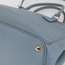 PRADA Galleria Hand Bag Safiano leather 2way Light Blue Gold Auth 149570-9