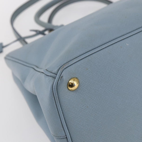 PRADA Galleria Hand Bag Safiano leather 2way Light Blue Gold Auth 149570