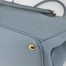 PRADA Galleria Hand Bag Safiano leather 2way Light Blue Gold Auth 149570-17