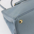 PRADA Galleria Hand Bag Safiano leather 2way Light Blue Gold Auth 149570-18