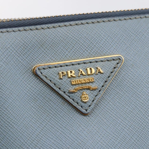 PRADA Galleria Hand Bag Safiano leather 2way Light Blue Gold Auth 149570