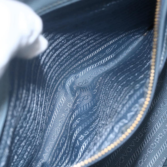 PRADA Galleria Hand Bag Safiano leather 2way Light Blue Gold Auth 149570