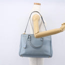 PRADA Galleria Hand Bag Safiano leather 2way Light Blue Gold Auth 149570-28