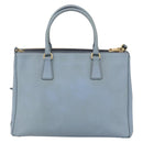 PRADA Galleria Hand Bag Safiano leather 2way Light Blue Gold Auth 149570-2