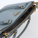 PRADA Galleria Hand Bag Safiano leather 2way Light Blue Gold Auth 149570-6