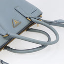 PRADA Galleria Hand Bag Safiano leather 2way Light Blue Gold Auth 149570-8