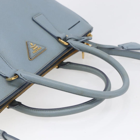 PRADA Galleria Hand Bag Safiano leather 2way Light Blue Gold Auth 149570