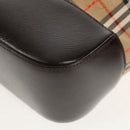 BURBERRY Nova Check Hand Bag Canvas Leather Beige Gold Auth 149571A-14