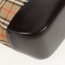 BURBERRY Nova Check Hand Bag Canvas Leather Beige Gold Auth 149571A-15