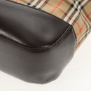 BURBERRY Nova Check Hand Bag Canvas Leather Beige Gold Auth 149571A-16