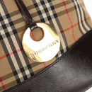 BURBERRY Nova Check Hand Bag Canvas Leather Beige Gold Auth 149571A-10
