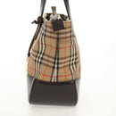 BURBERRY Nova Check Hand Bag Canvas Leather Beige Gold Auth 149571A-3