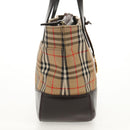 BURBERRY Nova Check Hand Bag Canvas Leather Beige Gold Auth 149571A-4
