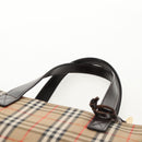 BURBERRY Nova Check Hand Bag Canvas Leather Beige Gold Auth 149571A-8