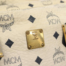 MCM Logogram Vicetos Mini Hand Bag PVC 2way White Gold Auth 149573-14
