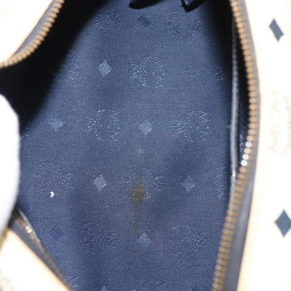 MCM Logogram Vicetos Mini Hand Bag PVC 2way White Gold Auth 149573