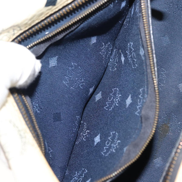 MCM Logogram Vicetos Mini Hand Bag PVC 2way White Gold Auth 149573