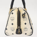 MCM Logogram Vicetos Mini Hand Bag PVC 2way White Gold Auth 149573-5