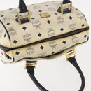 MCM Logogram Vicetos Mini Hand Bag PVC 2way White Gold Auth 149573-6