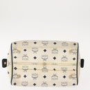 MCM Logogram Vicetos Mini Hand Bag PVC 2way White Gold Auth 149573-9