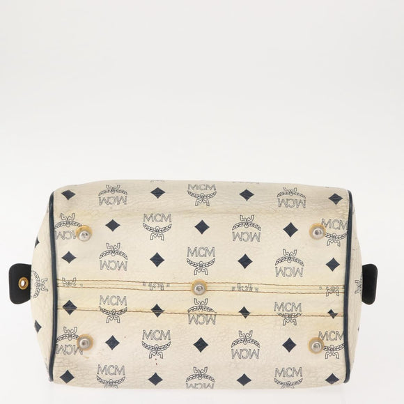 MCM Logogram Vicetos Mini Hand Bag PVC 2way White Gold Auth 149573