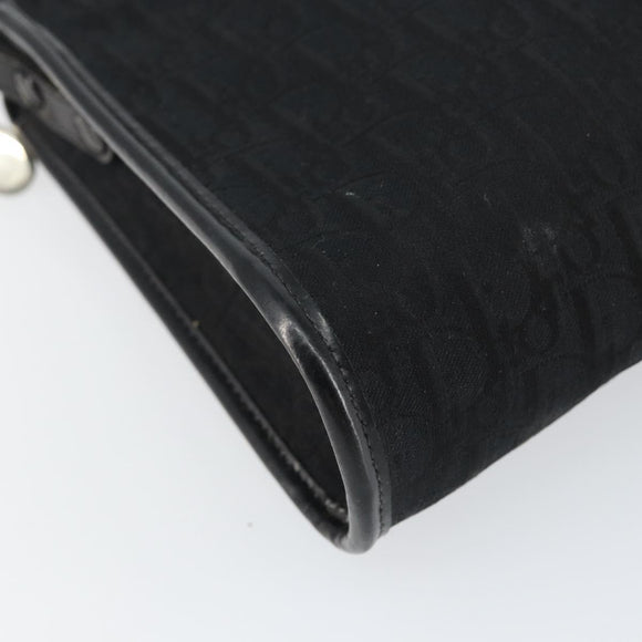 Christian Dior Trotter Canvas Shoulder Bag Black Gold Auth 149574